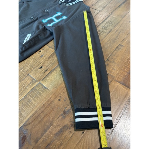 Huf Bomber Jacket Mens Large Black White Skater Full Button "HUF dirtbags" - Picture 6 of 12